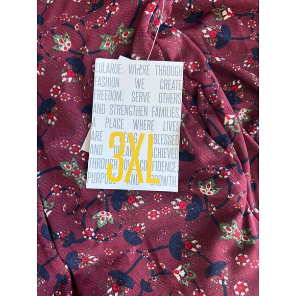LuLaRoe Madison Womens Burgundy Floral Print Pleated Midi Skirt Pockets 3XL - Picture 10 of 13